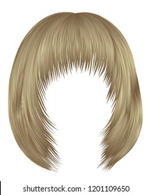 trendy  woman  hairs bob kare with fringe  . light  blond  colors .
 medium length . beauty style . realistic  3d .
