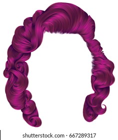 trendy woman hairs bright pink colors . beauty fashion .
 retro style curls . realistic 3d .
