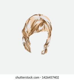 Trendy Woman Hairs Bright Yellow Color . 
Medium Length. Beauty Style