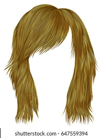 trendy  woman  hairs bright yellow color . 
medium length . beauty style . realistic  3d .