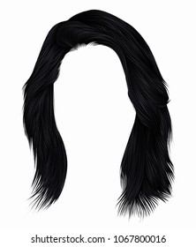 trendy  woman  hairs brunette black  color . 
medium length . beauty style . realistic  3d .
