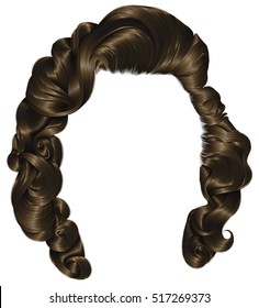 trendy woman hairs  brunette brown,  beauty fashion . retro style curls .