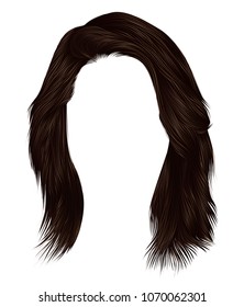 trendy  woman  hairs  dark  brown   color . 
medium length . beauty style . realistic  3d .