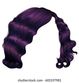 trendy woman  hairs dark   purple  colors fashion beauty retro style . realistic  3d .