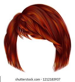 
trendy  woman  hairs kare with fringe  .Red ginger redhead ginger
 colors .medium length . beauty style . realistic  3d .  

