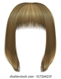 trendy  woman  hairs kare with fringe  . light  blond  colors .beauty style .