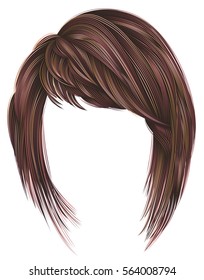 
trendy  woman  hairs kare with fringe  . pink red  colors .
 medium length . beauty style . realistic  3d .koloring 