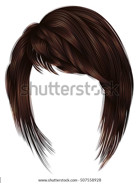 trendy  woman \
hairs kare with fringe  . dark  brown   color . \
medium length .\
beauty style . realistic  3d\
.\
