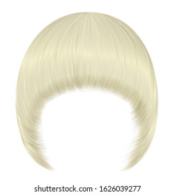 trendy  woman  hairs Pageboy with fringe  . light  blond  colors .
 medium length . beauty style . realistic  3d .