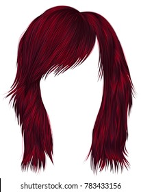 trendy  woman  hairs Red color . 
medium length . beauty style . realistic  3d .
