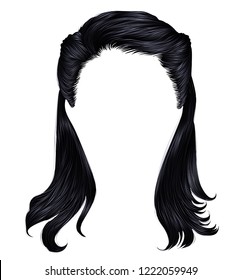 trendy woman long hair brunette, black colors .  beauty fashion .  graphic 3d.retro