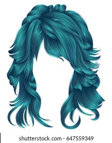  trendy woman long hairs blue
 colors .beauty fashion .  realistic 3d 
