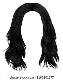 trendy woman long hairs brunette black colors.  beauty fashion. realistic graphic 3d