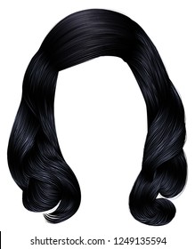 trendy woman long hairs brunette black colors .  beauty fashion .  realistic  graphic 3d.retro.children's hairstyle