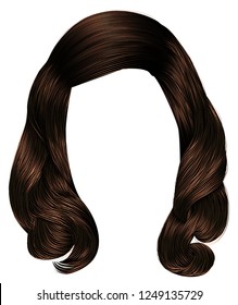  trendy woman long hairs brunette brown brunette colors.beauty fashion .  realistic  graphic 3d.retro. children's hairstyle