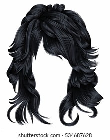 trendy woman long hairs brunette dark brown  colors .
  beauty fashion .  realistic 3d 