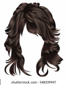 trendy woman long hairs brunette dark brown  colors .
  beauty fashion .  realistic 3d 