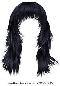  trendy woman long hairs brunette black  colors .  beauty fashion . 
 realistic 3d 