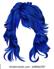 trendy woman long hairs dark blue
 colors .beauty fashion .  realistic 3d 
