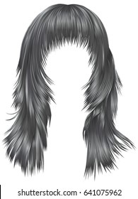  trendy woman long hairs gray colors .  beauty fashion . 
 realistic 3d 