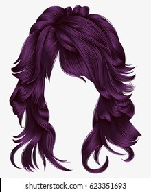 trendy woman long hairs purple
 colors .beauty fashion .  realistic 3d 