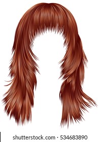  trendy woman long hairs red copper colors .  beauty fashion .  realistic 3d