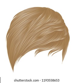 trendy woman short  hairs blond  colors . fringe . 
fashion beauty style . realistic  3d .
