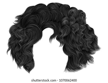 trendy woman short  hairs brunette gray colors .fringe. fashion beauty style.realistic 3d .