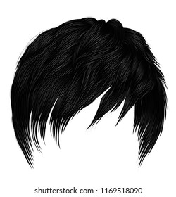 trendy woman short  hairs brunette black colors .
fashion beauty style . realistic  3d .
