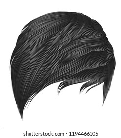 trendy woman short  hairs gray colors . fringe .
 fashion beauty style . realistic  3d .