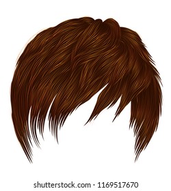 trendy woman short  hairs  Red ginger redhead  colors .
 fringe . fashion beauty style . realistic  3d .