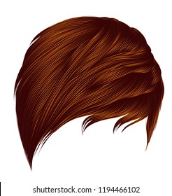 trendy woman short  hairs  Red ginger redhead  colors .
 fringe . fashion beauty style . realistic  3d .
