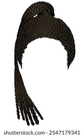 trendy women african hairs cornrows. black colour .high 
ponytail . fashion beauty style .