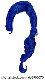 trendy women hair dark blue colour . plait . 
 fashion beauty style .