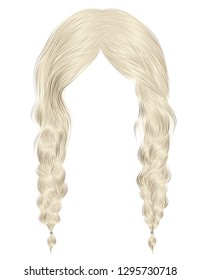 trendy women hairs blond colour .two plaits .  fashion beauty style .