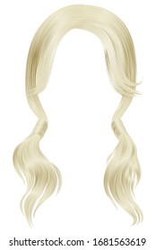 trendy women hairs blond 
light colour .two Pigtails . 
 fashion beauty style .