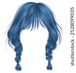 trendy women hairs blue colors colour .two plaits . 
 fashion beauty style .