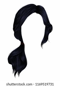 trendy women hairs brunette black colour .tail . 
 fashion beauty style .