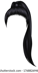 trendy women hairs brunette black colour .high 
tail . fashion beauty style .