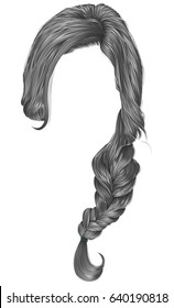 trendy women hairs gray colour . plait . 
 fashion beauty style .