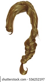 trendy women hairs  pigtail . braid plait .  fashion
 beauty style . realistic  3d . blond color .
