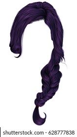 trendy women hairs purple. pigtail plait. fashion beauty style. realistic  3d .
