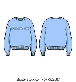 Trendy women sweatshirt. Vector sweatshirt template. Front and back view