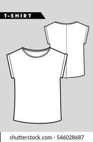 Trendy women t shirt, cad design in vector.