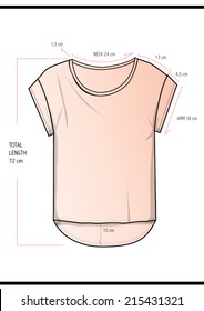 Trendy women t shirt,cad design in vector