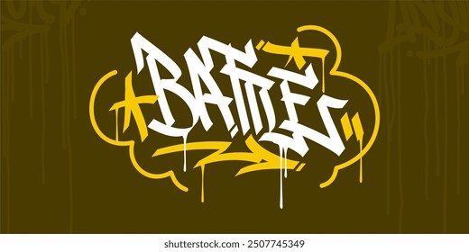 Trendy Word Battle Abstract Hip Hop Hand Written Graffiti Urban Style Vector Illustration