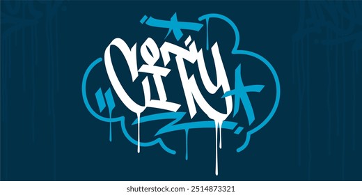 Trendy Word City Abstract Hip Hop Hand Written Graffiti Urban Style Vector Illustration