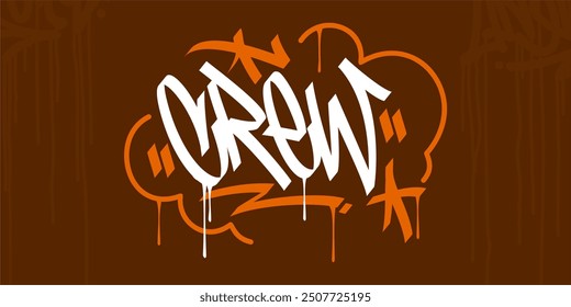 Trendy Word Crew Abstract Hip Hop Hand Written Graffiti Urban Style Vector Illustration