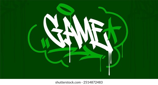 Trendy Word Game Abstract Hip Hop Hand Written Graffiti Urban Style Vector Illustration