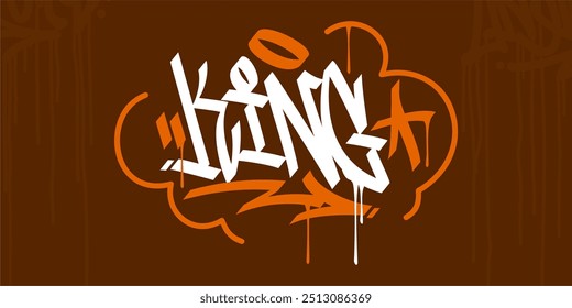 Trendy Word King Abstract Hip Hop Hand Written Graffiti Urban Style Vector Illustration